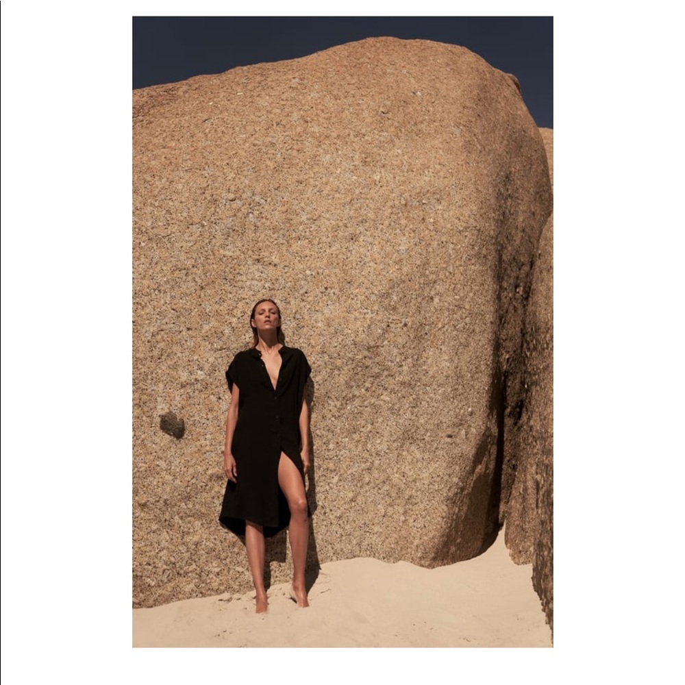 Zara NWT Black Linen Dress Size S